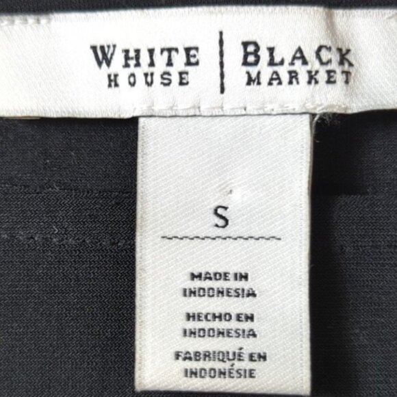 White House Black Market Women's‎ Black Midi Dress Gold Studs Sheer Long Sleeves - Picture 7 of 9